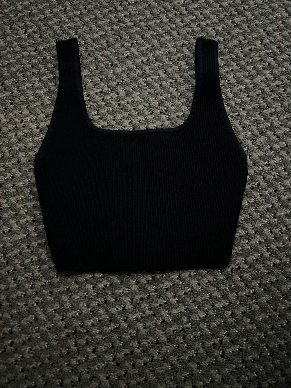 Babaton Black Ribbed Square Neck Tank